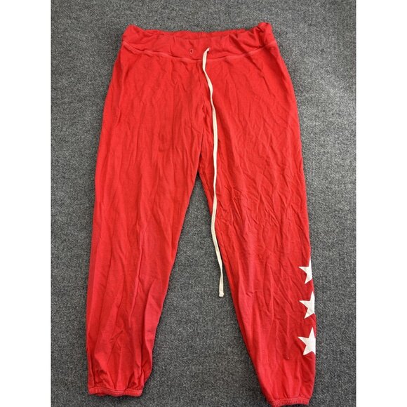 Sundry Sweatpants Womens 4 Red White Star Print Joggers Made USA Lounge Pants - Picture 1 of 7